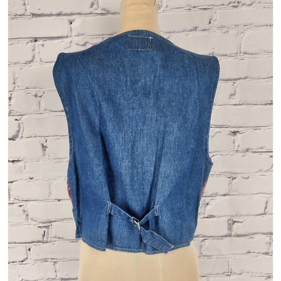 Vintage Quizz New York Vest Women Lg Americana Patriot Stars Stipes 4th July - Picture 2 of 5